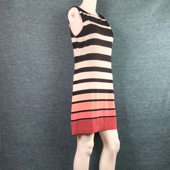 White House Black Market Striped Mini-Dress With Coral Ombre - Picture 7 of 11